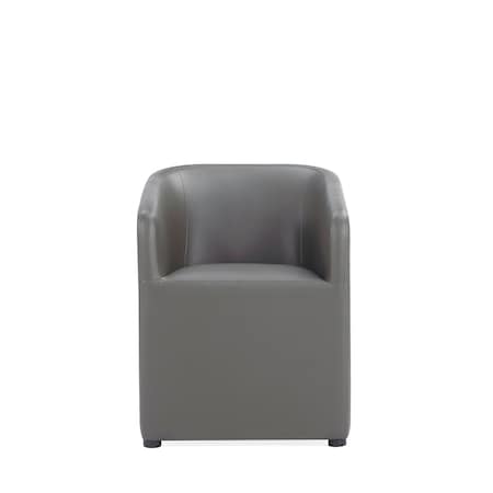 Manhattan Comfort Anna Round Faux Leather Dining Armchair in Pewter DC059AR-PE